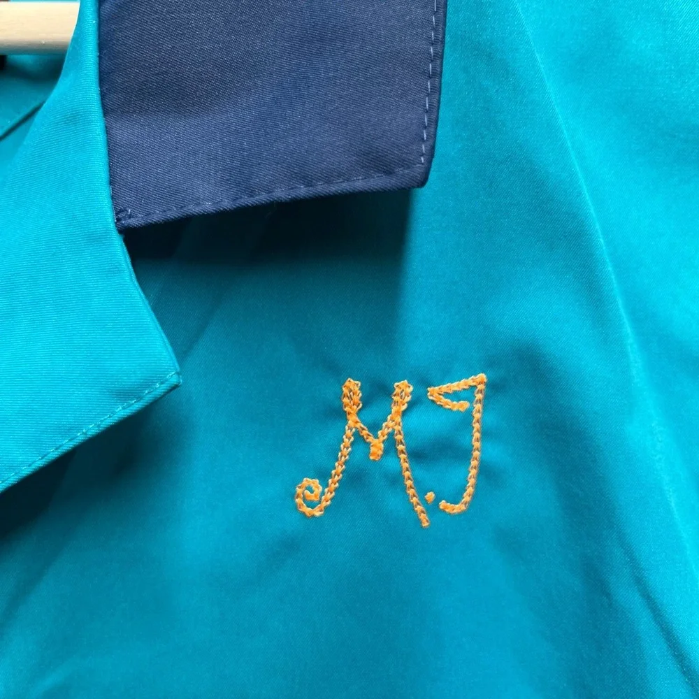 Jordan Flight Club Mens Teal Blue Short Sleeve Bowling Shirt DZ3340-483 Size M